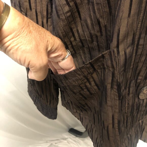 Focus Jacket Womens Size Large Brown Textured Button Up Shirt Office Travel - Picture 3 of 11